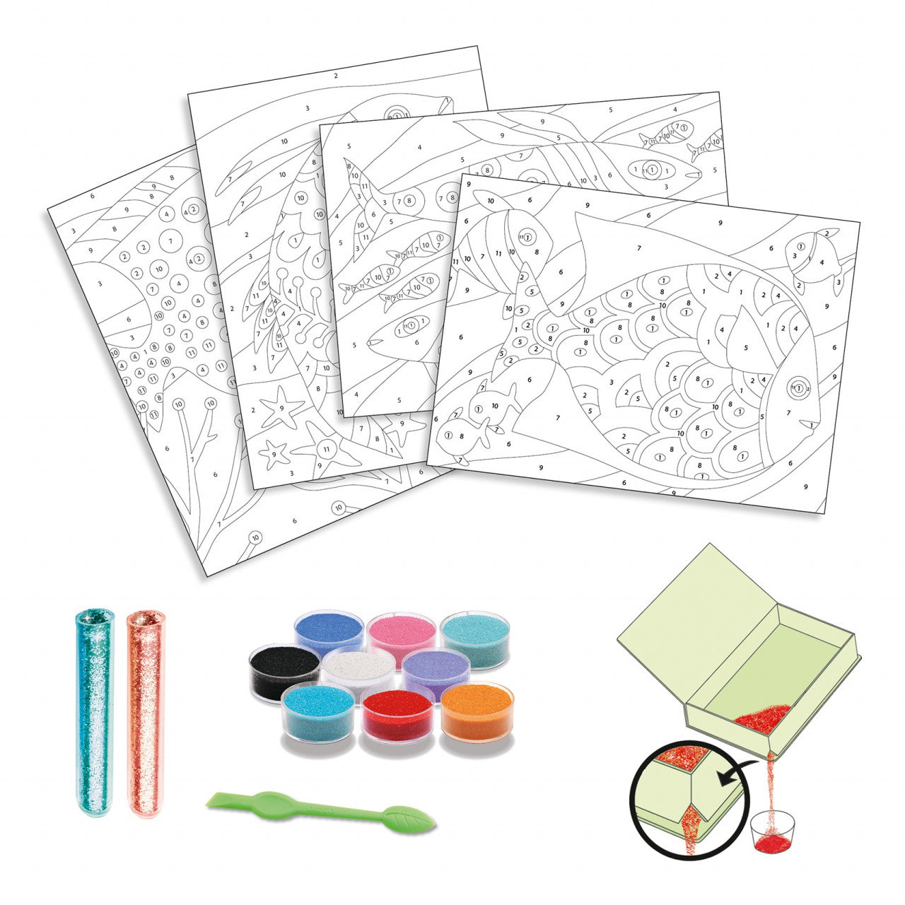 Atelier creativ cu nisip colorat Pesti stralucitori, Djeco