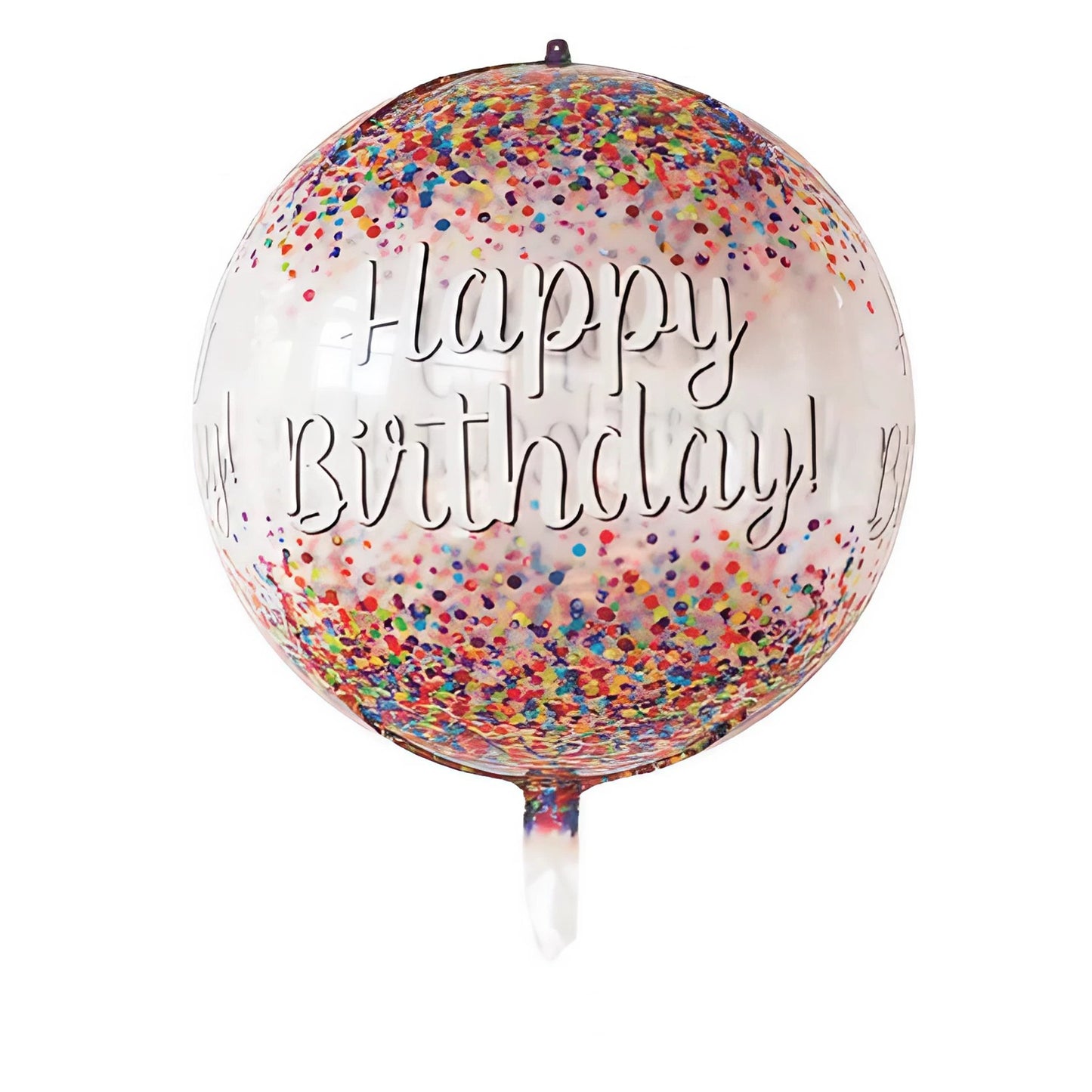Balon din Folie Metalizata, ANGELBEAR, Figurina Rotunda 4D, Model Happy Birthday, Tema Aniversare, 24 x 63 cm, Ambalaj Individual, Pai inclus, Umflare cu Aer sau Heliu, Maro