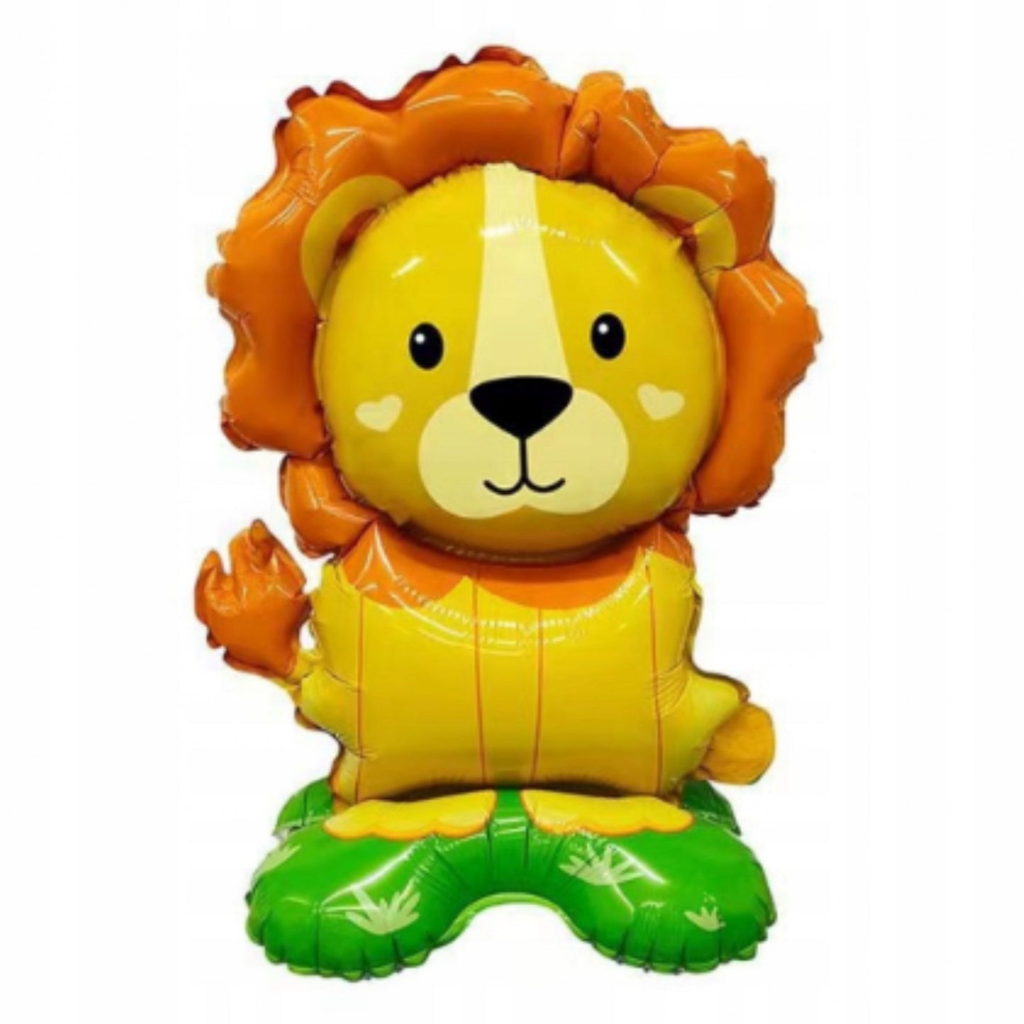 Balon din Folie Metalizata, ANGELBEAR, Mini Figurine Animalute, Model Leu, Tematica Aniversare, 39x58 cm, Ambalaj Individual, Pai Inclus, Umflare cu Aer sau Heliu, Multicolor