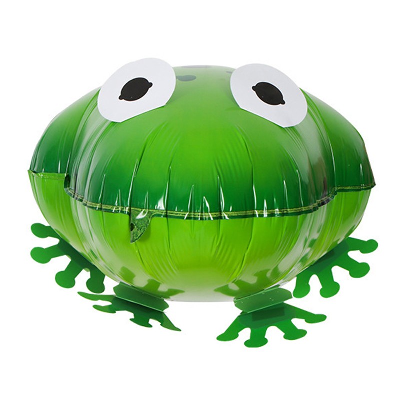 Balon din Folie Metalizata, ANGELBEAR, Figurina Animata, Model Broasca, 53x40 cm, Ambalaj Individual, Pai Inclus, Umflare cu Aer sau Heliu, Verde