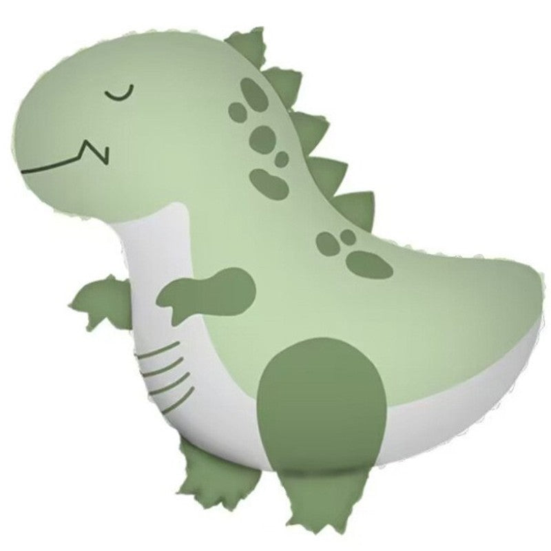 Balon din Folie Metalizata, ANGELBEAR, Figurina Animata, Model Dinozaur, 55 x 54 cm, Ambalaj Individual, Pai Inclus, Umflare cu Aer sau Heliu, Verde