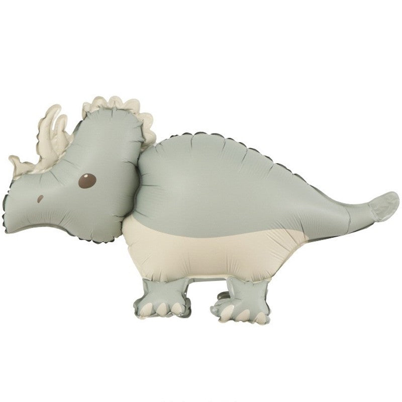Balon din Folie Metalizata, ANGELBEAR, Figurina Animata, Model Dinozaur, 69 x 40 cm, Ambalaj Individual, Pai Inclus, Umflare cu Aer sau Heliu, Gri