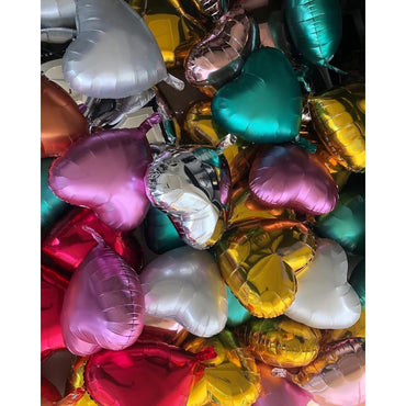 Balon din Folie Metalizata, ANGELBEAR, Figurina Inimioara, Model Simplu, Tematica Iubire, 40 cm, Ambalaj Individual, Pai Inclus, Umflare cu Aer sau Heliu, Auriu