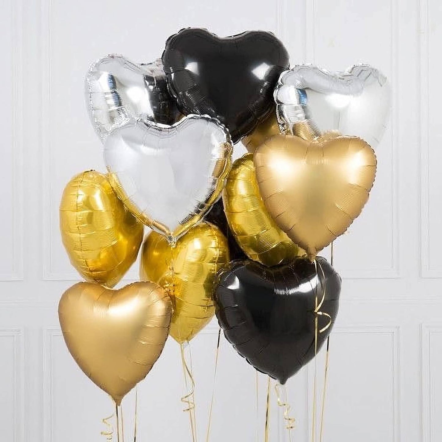 Balon din Folie Metalizata, ANGELBEAR, Figurina Inimioara, Model Simplu, Tematica Iubire, 40 cm, Ambalaj Individual, Pai Inclus, Umflare cu Aer sau Heliu, Argintiu