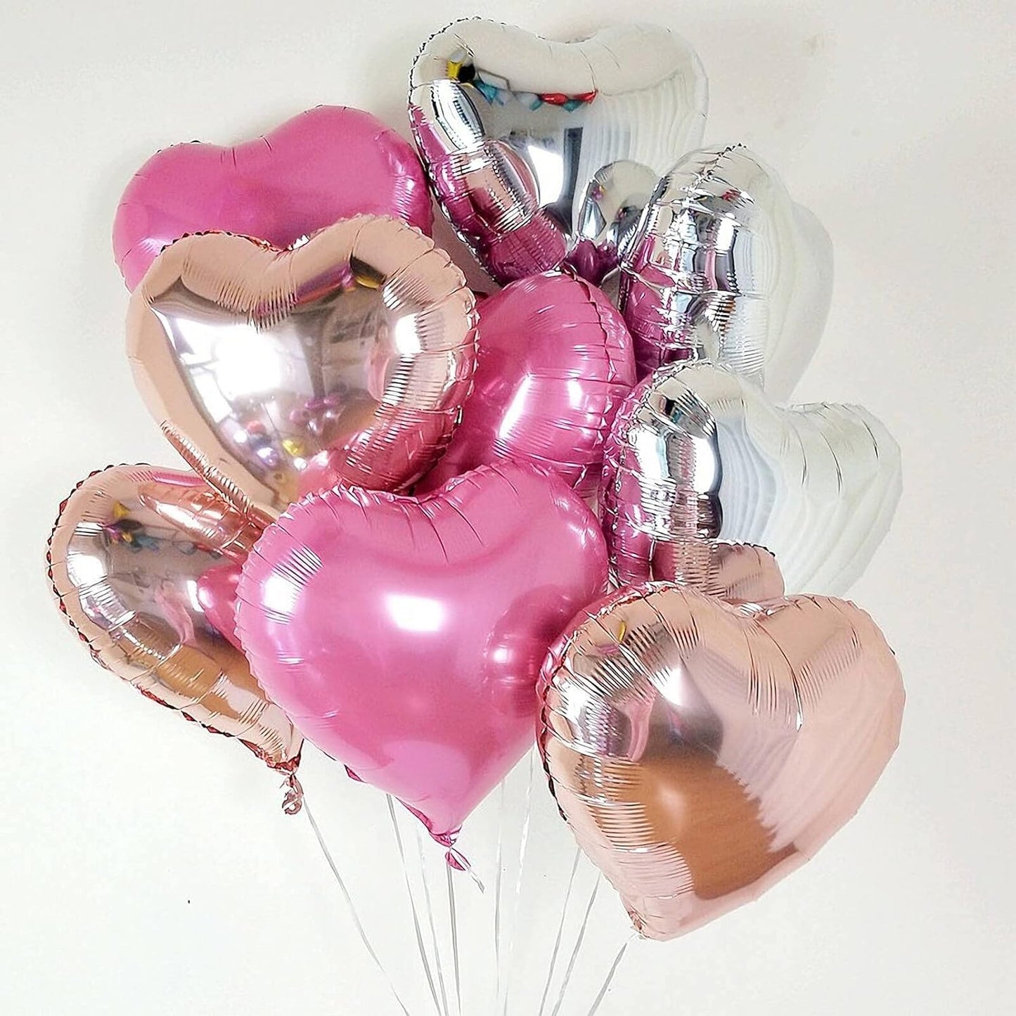Balon din Folie Metalizata, ANGELBEAR, Figurina Inimioara, Model Simplu, Tematica Iubire, 40 cm, Ambalaj Individual, Pai Inclus, Umflare cu Aer sau Heliu, Argintiu