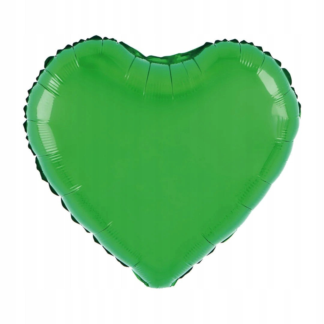 Balon din Folie Metalizata, ANGELBEAR, Figurina Inimioara, Model Simplu, Tematica Iubire, 40 cm, Ambalaj Individual, Pai Inclus, Umflare cu Aer sau Heliu, Verde
