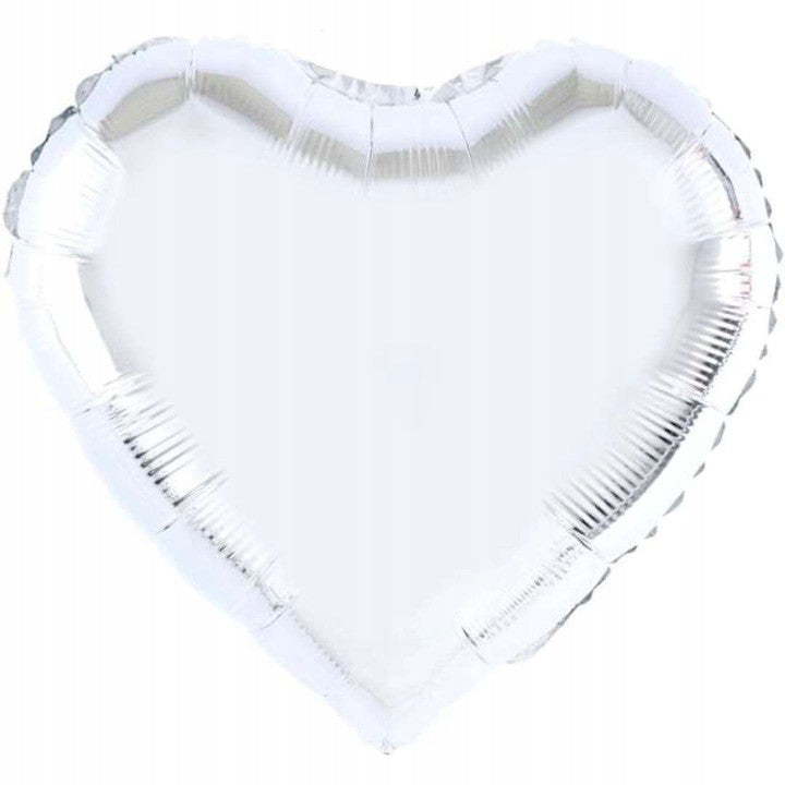 Balon din Folie Metalizata, ANGELBEAR, Figurina Inimioara, Model Simplu, Tematica Iubire, 40 cm, Ambalaj Individual, Pai Inclus, Umflare cu Aer sau Heliu, Argintiu