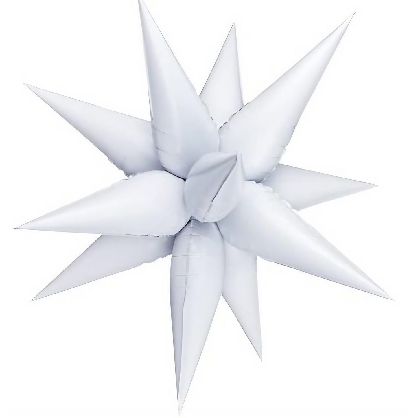 Balon din Folie Metalizata, ANGELBEAR, Figurina Stea 3D, 66 cm, Ambalaj Individual, Pai inclus, Umflare cu Aer sau Heliu, Alb