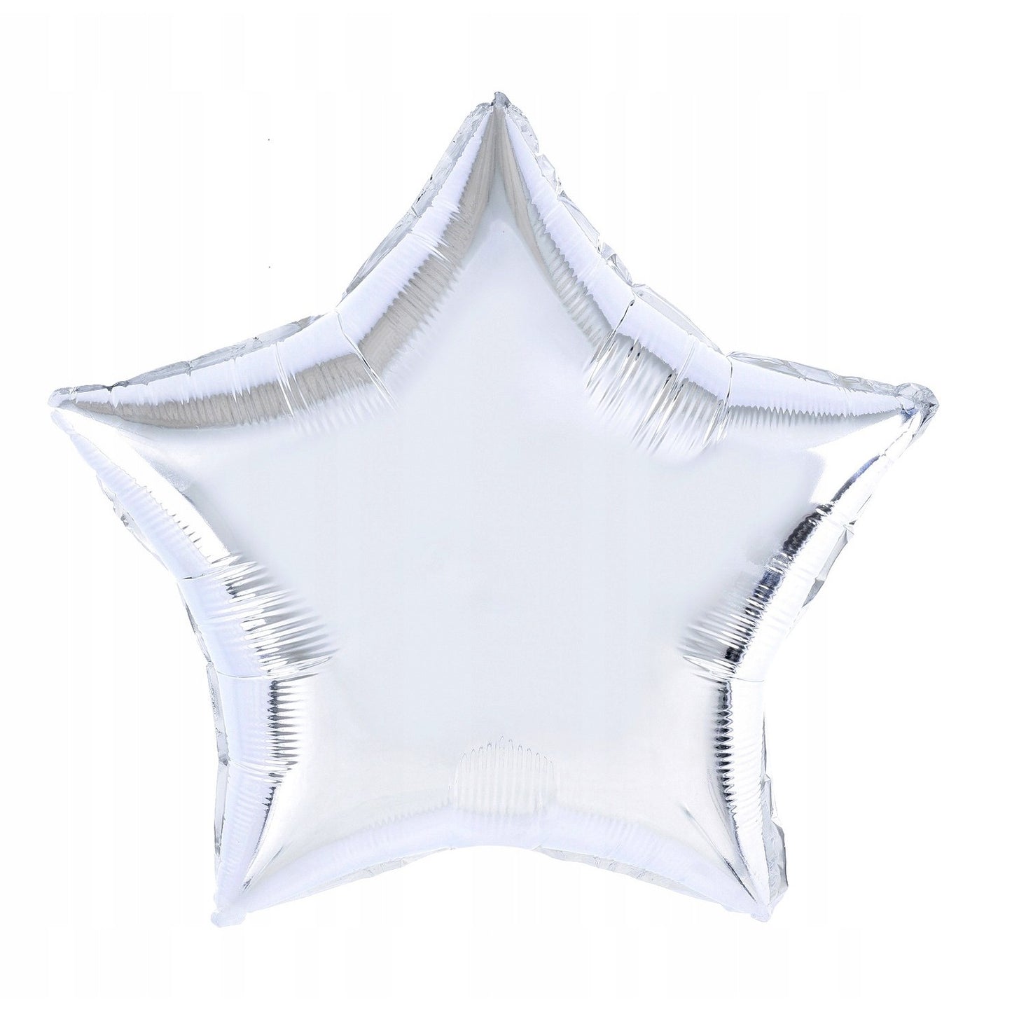 Balon din Folie Metalizata, ANGELBEAR, Figurina Stea, Model Simplu, Tematica Aniversare, 40 cm, Ambalaj Individual, Pai Inclus, Umflare cu Aer sau Heliu, Argintiu