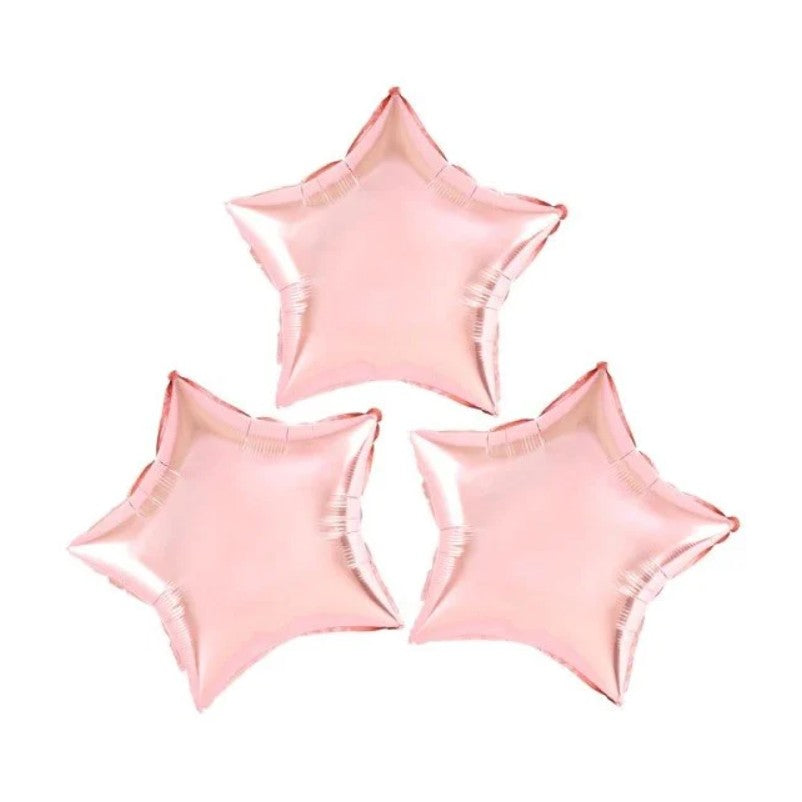 Balon din Folie Metalizata, ANGELBEAR, Figurina Stea, Model Simplu, Tematica Aniversare, 40 cm, Ambalaj Individual, Pai Inclus, Umflare cu Aer sau Heliu, Rose