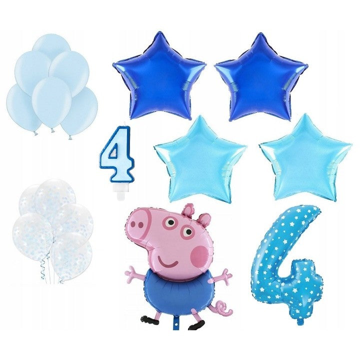 Balon din Folie Metalizata, ANGELBEAR, Figurina Stea, Model Simplu, Tematica Aniversare, 40 cm, Ambalaj Individual, Pai Inclus, Umflare cu Aer sau Heliu, Bleu