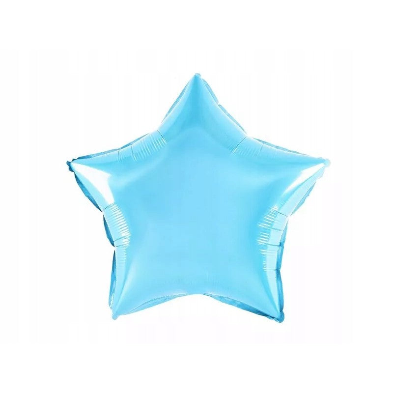 Balon din Folie Metalizata, ANGELBEAR, Figurina Stea, Model Simplu, Tematica Aniversare, 40 cm, Ambalaj Individual, Pai Inclus, Umflare cu Aer sau Heliu, Bleu
