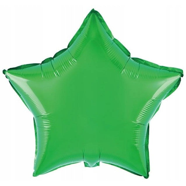 Balon din Folie Metalizata, ANGELBEAR, Figurina Stea, Model Simplu, Tematica Aniversare, 40 cm, Ambalaj Individual, Pai Inclus, Umflare cu Aer sau Heliu, Verde