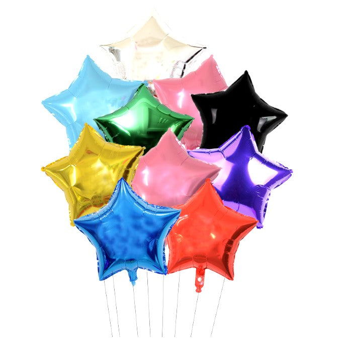Balon din Folie Metalizata, ANGELBEAR, Figurina Stea, Model Simplu, Tematica Aniversare, 40 cm, Ambalaj Individual, Pai Inclus, Umflare cu Aer sau Heliu, Verde