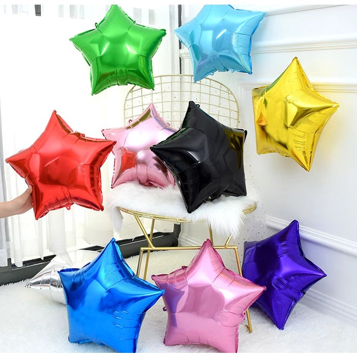 Balon din Folie Metalizata, ANGELBEAR, Figurina Stea, Model Simplu, Tematica Aniversare, 40 cm, Ambalaj Individual, Pai Inclus, Umflare cu Aer sau Heliu, Bleu