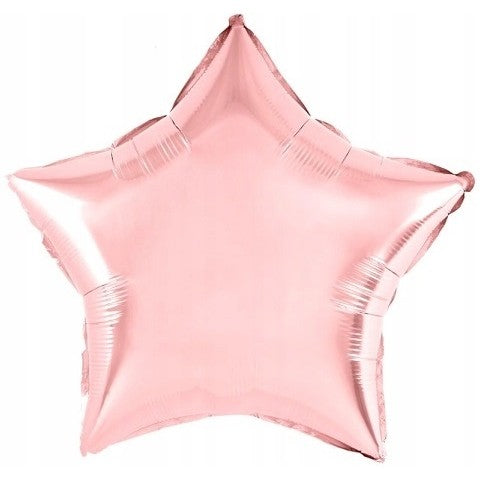 Balon din Folie Metalizata, ANGELBEAR, Figurina Stea, Model Simplu, Tematica Aniversare, 40 cm, Ambalaj Individual, Pai Inclus, Umflare cu Aer sau Heliu, Rose
