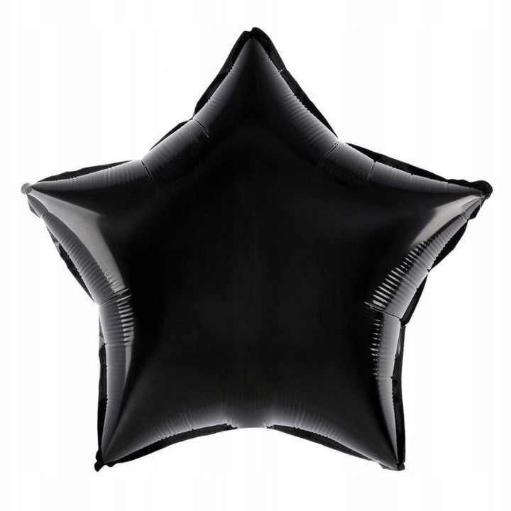 Balon din Folie Metalizata, ANGELBEAR, Figurina Stea, Model Simplu, Tematica Aniversare, 40 cm, Ambalaj Individual, Pai Inclus, Umflare cu Aer sau Heliu, Negru