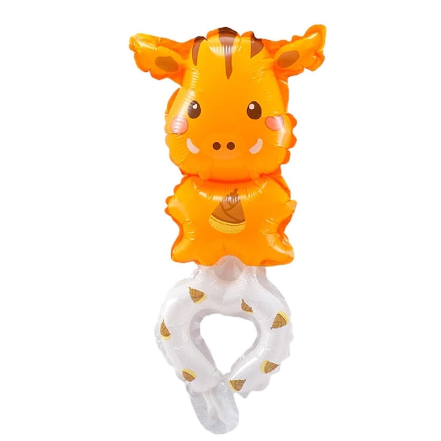 Balon din Folie Metalizata, ANGELBEAR, Figurine Animalute, Tip Bratara, Model Girafa, 13 x 35 cm, Ambalaj Individual, Pai Inclus, Umflare cu Aer sau Heliu, Maro