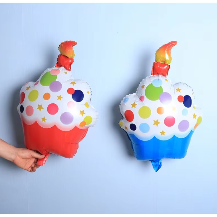 Balon din Folie Metalizata, ANGELBEAR, Figurine Dulciuri, Model 2, Tematica Prajitura Aniversara, 68x44 cm, Ambalaj Individual, Pai Inclus, Umflare cu Aer sau Heliu, Multicolor