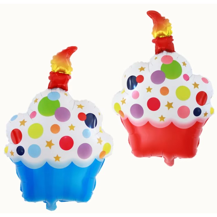 Balon din Folie Metalizata, ANGELBEAR, Figurine Dulciuri, Model 2, Tematica Prajitura Aniversara, 68x44 cm, Ambalaj Individual, Pai Inclus, Umflare cu Aer sau Heliu, Multicolor