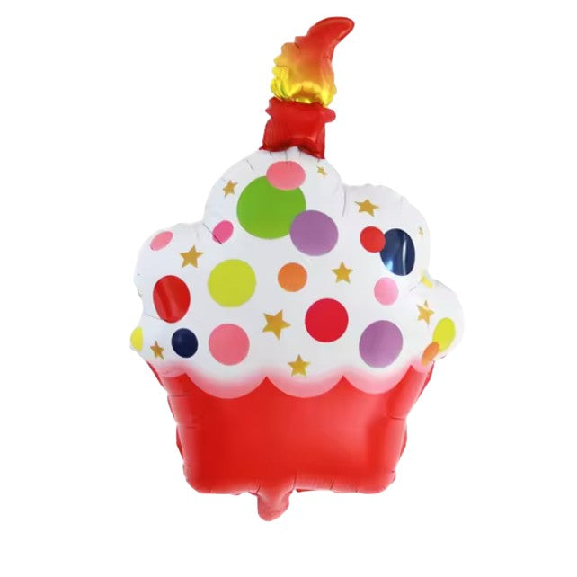 Balon din Folie Metalizata, ANGELBEAR, Figurine Dulciuri, Model 2, Tematica Prajitura Aniversara, 68x44 cm, Ambalaj Individual, Pai Inclus, Umflare cu Aer sau Heliu, Multicolor