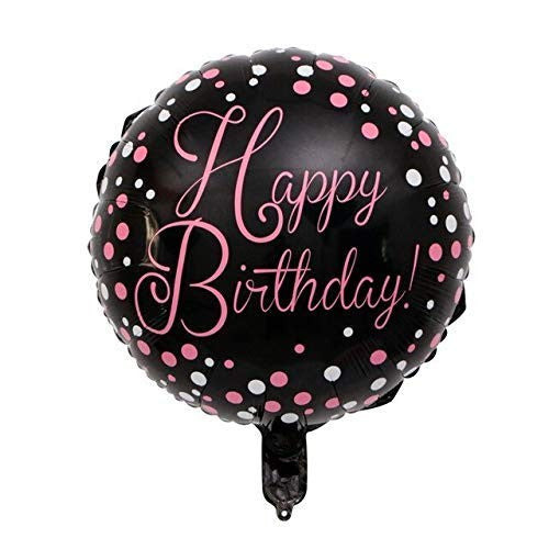 Balon din Folie Metalizata, ANGELBEAR, Figurine, Model 2, Happy Birthday, Tematica Aniversare, 45 cm, Ambalaj Individual, Pai Inclus, Umflare cu Aer sau Heliu, Multicolor