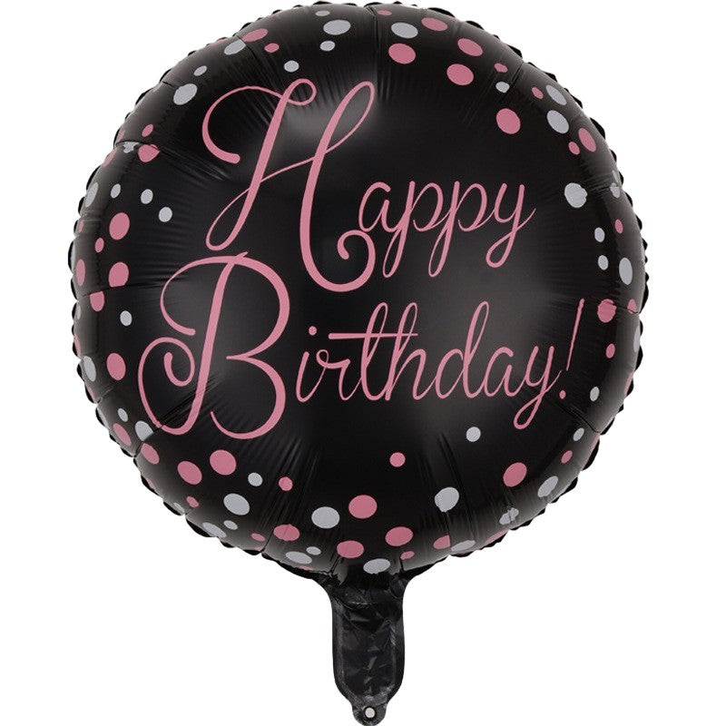 Balon din Folie Metalizata, ANGELBEAR, Figurine, Model 2, Happy Birthday, Tematica Aniversare, 45 cm, Ambalaj Individual, Pai Inclus, Umflare cu Aer sau Heliu, Multicolor