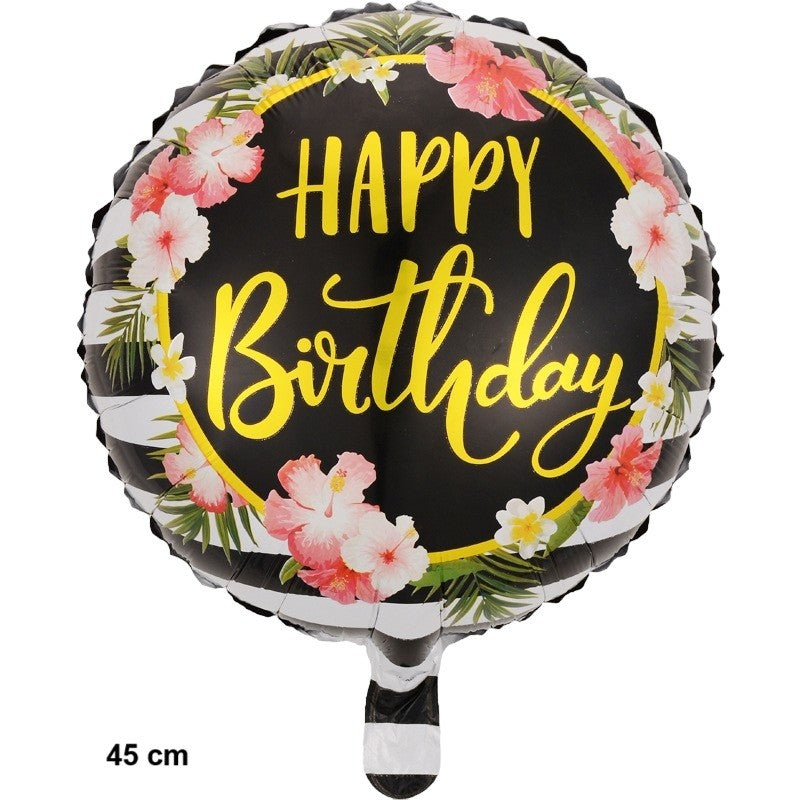 Balon din Folie Metalizata, ANGELBEAR, Figurine, Model 4, Happy Birthday, Tematica Aniversare, 45 cm, Ambalaj Individual, Pai Inclus, Umflare cu Aer sau Heliu, Multicolor