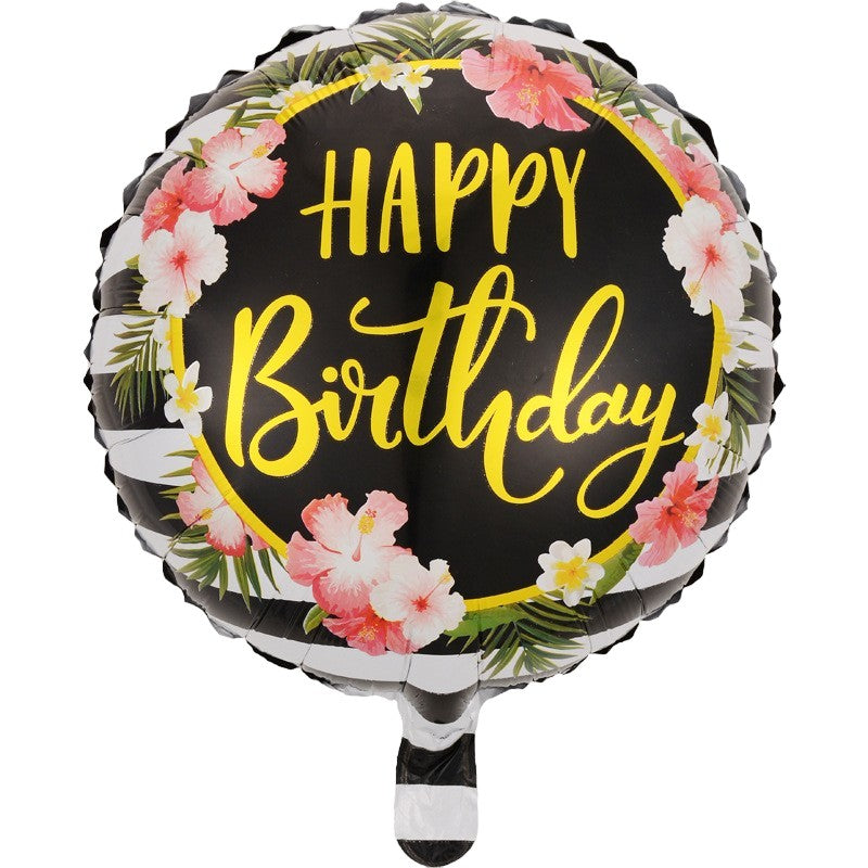 Balon din Folie Metalizata, ANGELBEAR, Figurine, Model 4, Happy Birthday, Tematica Aniversare, 45 cm, Ambalaj Individual, Pai Inclus, Umflare cu Aer sau Heliu, Multicolor