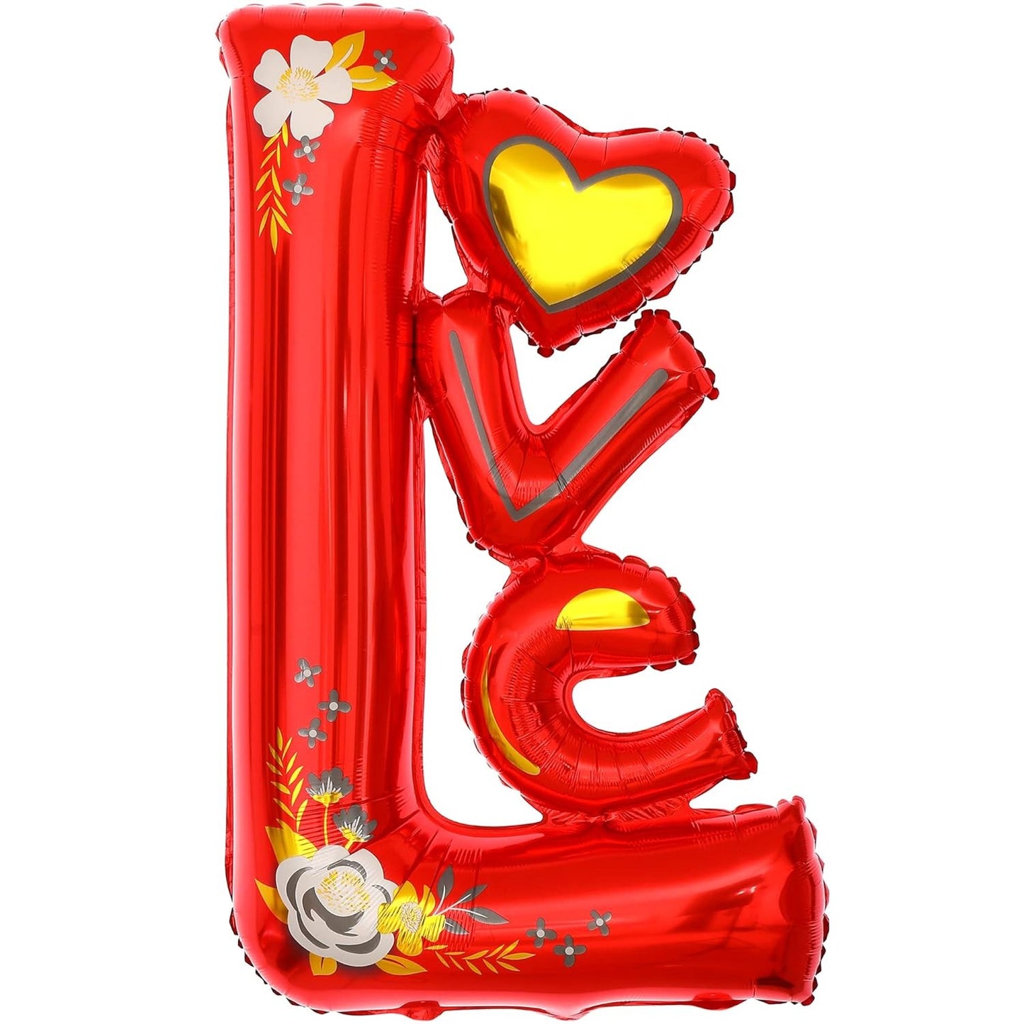 Balon din Folie Metalizata, ANGELBEAR, Figurine, Model LOVE, Tematica Iubire, 110x64 cm, Ambalaj Individual, Pai Inclus, Umflare cu Aer sau Heliu, Rosu