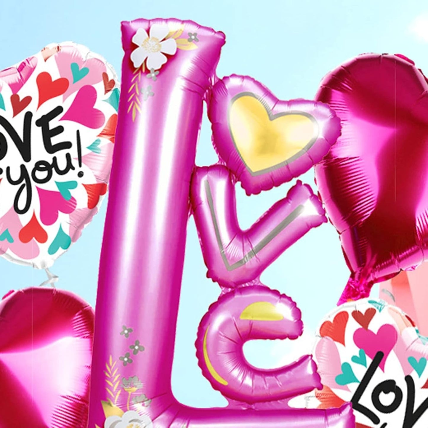 Balon din Folie Metalizata, ANGELBEAR, Figurine, Model LOVE, Tematica Iubire, 110x64 cm, Ambalaj Individual, Pai Inclus, Umflare cu Aer sau Heliu, Mov
