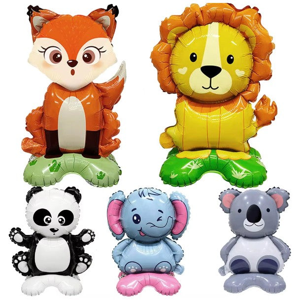 Balon din Folie Metalizata, ANGELBEAR, Mini Figurine Animalute, Model Koala, Tematica Aniversare, 38x58 cm, Ambalaj Individual, Pai Inclus, Umflare cu Aer sau Heliu, Multicolor