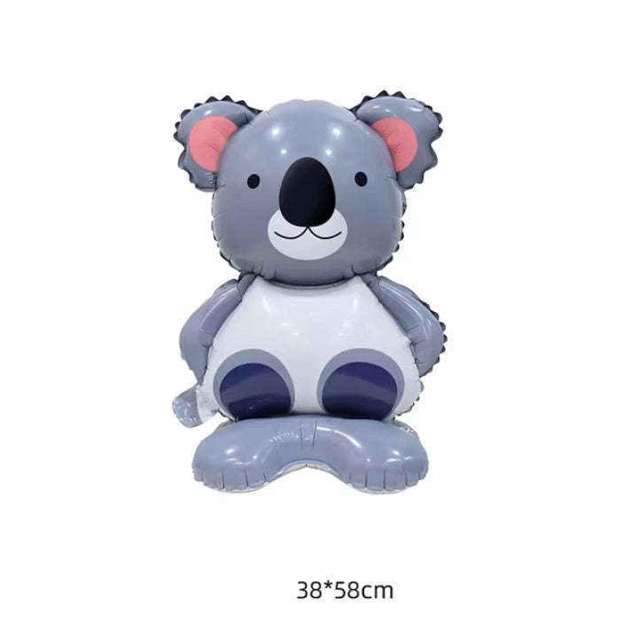 Balon din Folie Metalizata, ANGELBEAR, Mini Figurine Animalute, Model Koala, Tematica Aniversare, 38x58 cm, Ambalaj Individual, Pai Inclus, Umflare cu Aer sau Heliu, Multicolor