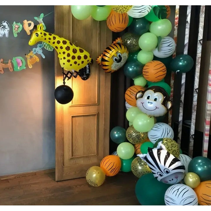 Balon din Folie Metalizata, ANGELBEAR, Mini Figurine Animalute, Model Maimutica, Tematica Aniversare, 42x42 cm, Ambalaj Individual, Pai Inclus, Umflare cu Aer sau Heliu, Multicolor