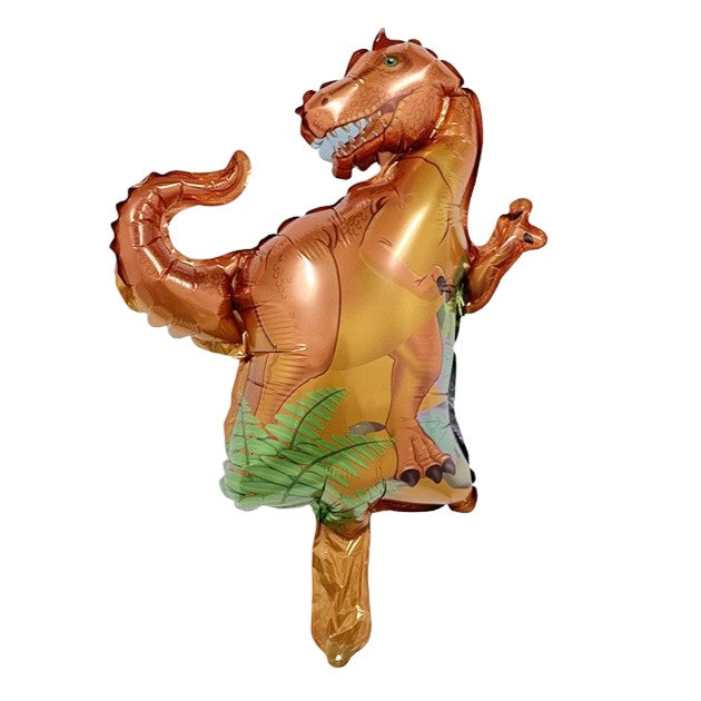 Balon din Folie Metalizata, ANGELBEAR, Mini Figurine Dinozauri, Model T-Rex, Tematica Aniversare, 48x34 cm, Ambalaj Individual, Pai Inclus, Umflare cu Aer sau Heliu, Multicolor