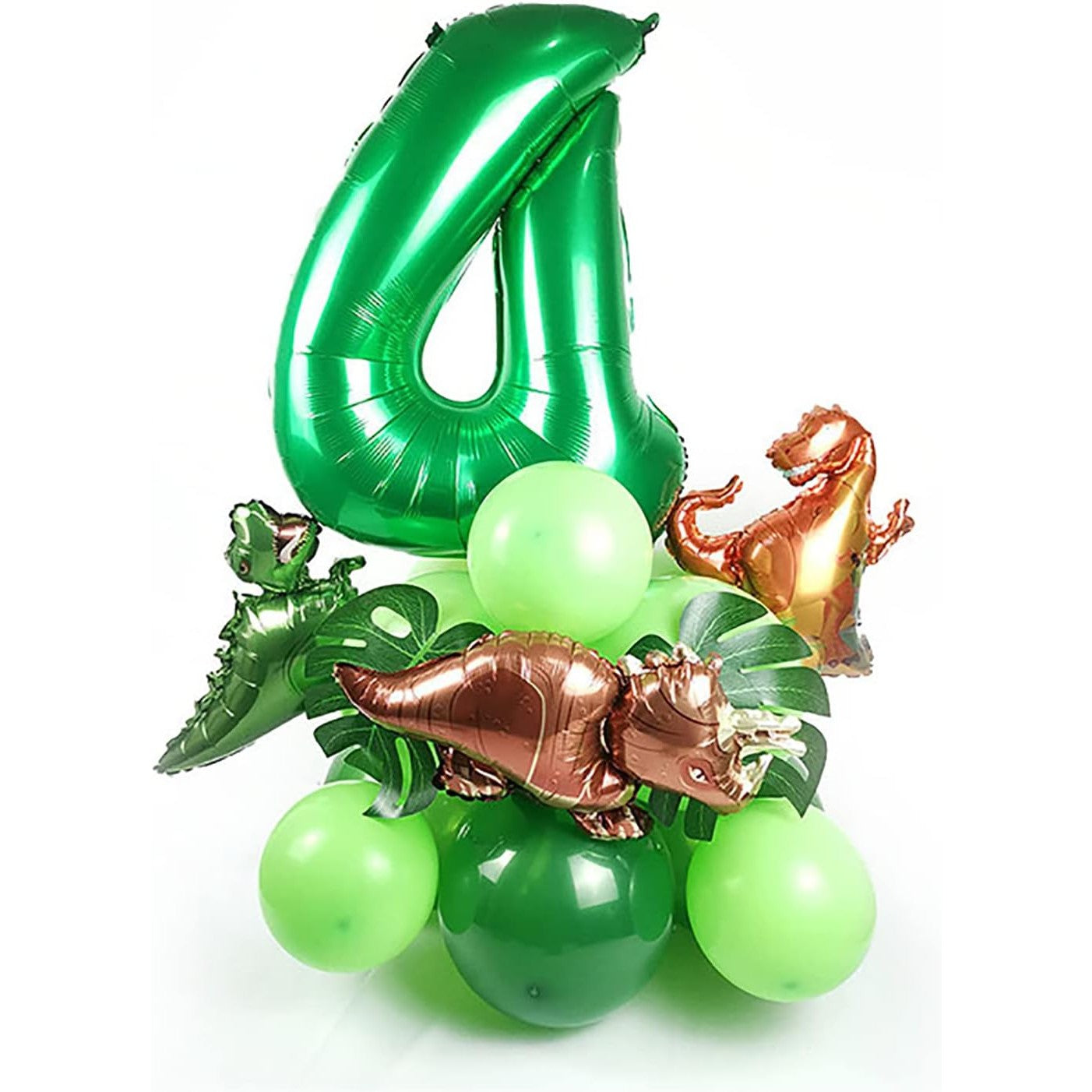 Balon din Folie Metalizata, ANGELBEAR, Mini Figurine Dinozauri, Model T-Rex, Tematica Aniversare, 48x34 cm, Ambalaj Individual, Pai Inclus, Umflare cu Aer sau Heliu, Multicolor
