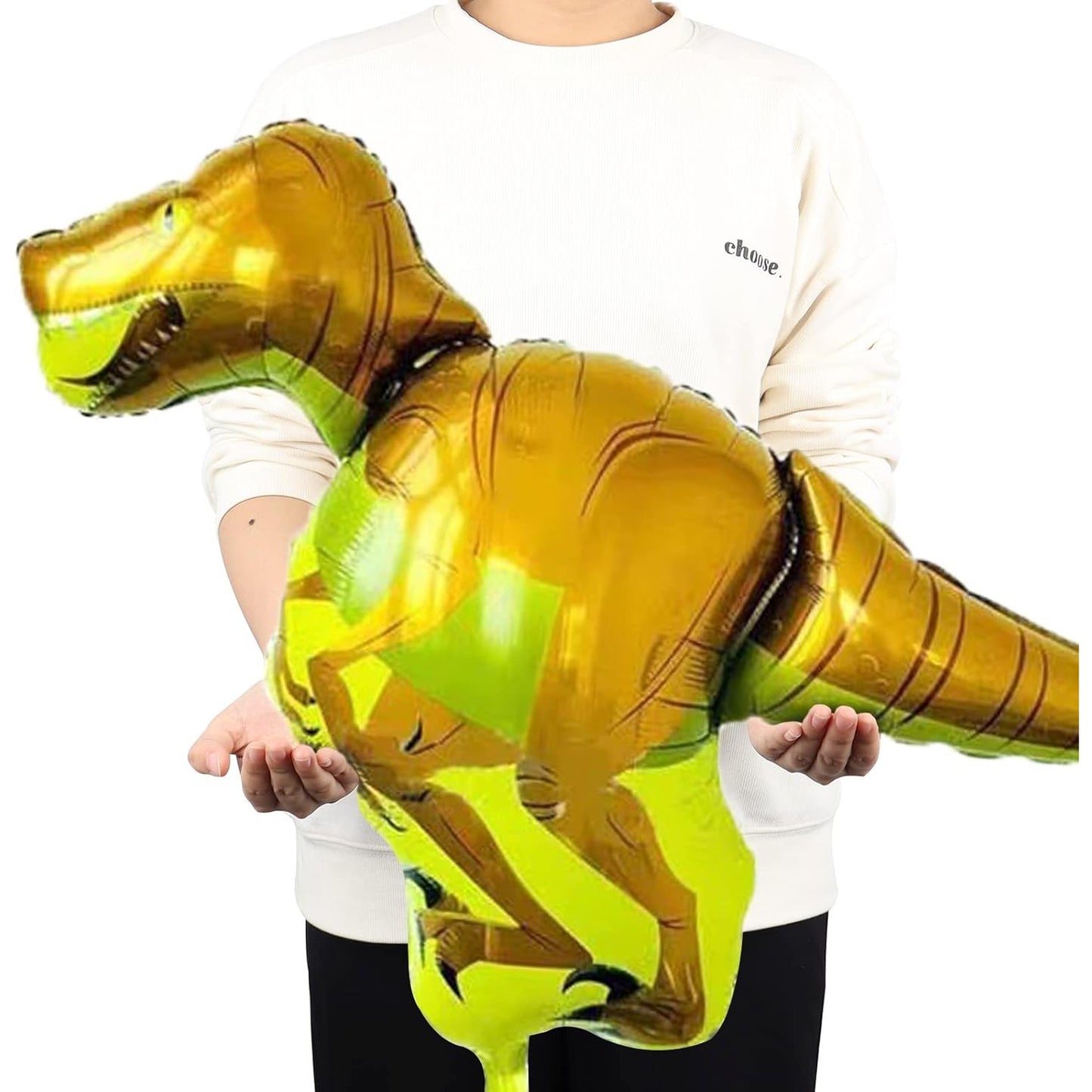 Balon din Folie Metalizata, ANGELBEAR, Mini Figurine Dinozauri, Model Velociraptor, Tematica Aniversare, 48x43 cm, Ambalaj Individual, Pai Inclus, Umflare cu Aer sau Heliu, Multicolor