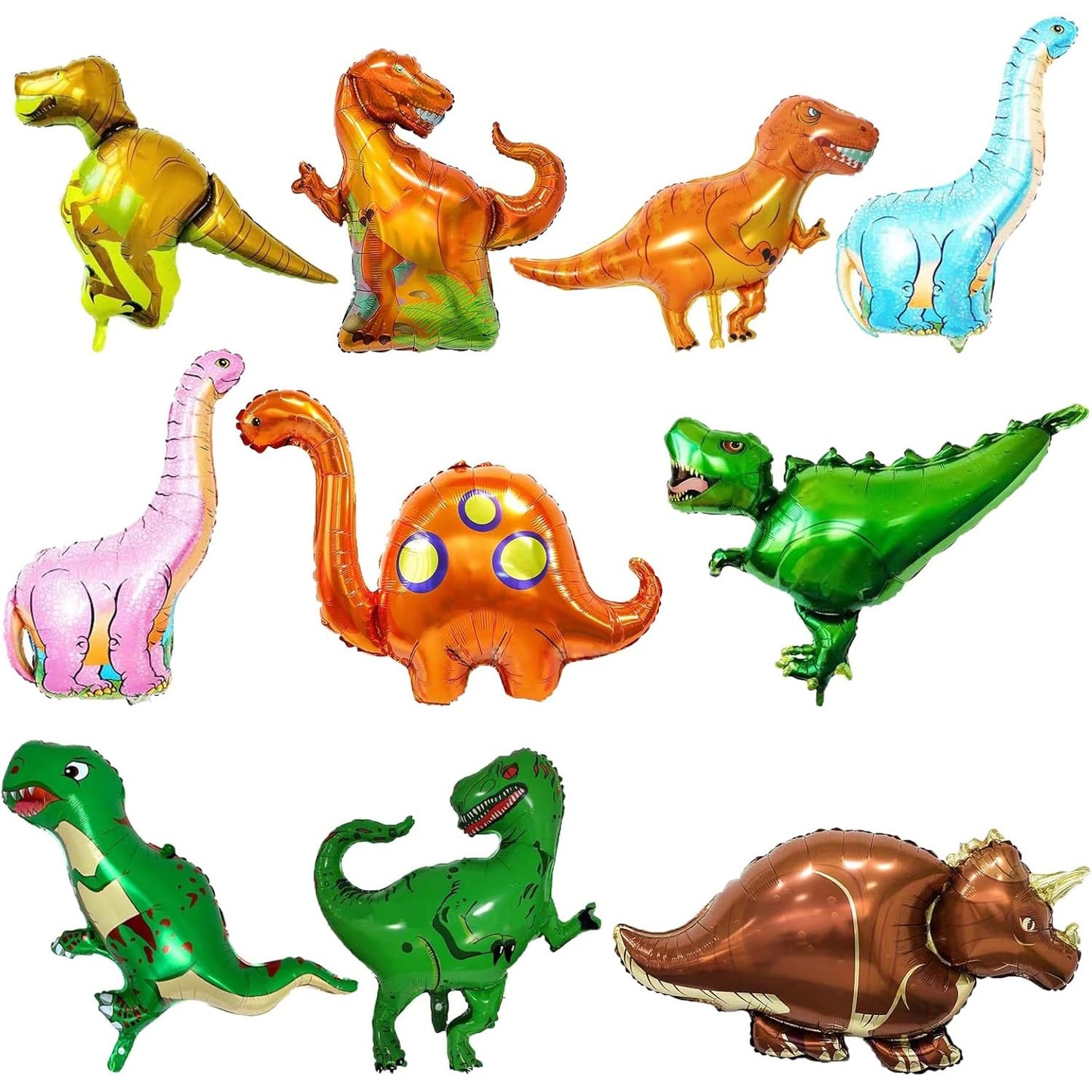 Balon din Folie Metalizata, ANGELBEAR, Mini Figurine Dinozauri, Model Velociraptor, Tematica Aniversare, 48x43 cm, Ambalaj Individual, Pai Inclus, Umflare cu Aer sau Heliu, Multicolor