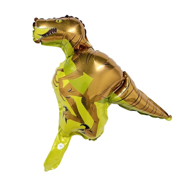 Balon din Folie Metalizata, ANGELBEAR, Mini Figurine Dinozauri, Model Velociraptor, Tematica Aniversare, 48x43 cm, Ambalaj Individual, Pai Inclus, Umflare cu Aer sau Heliu, Multicolor