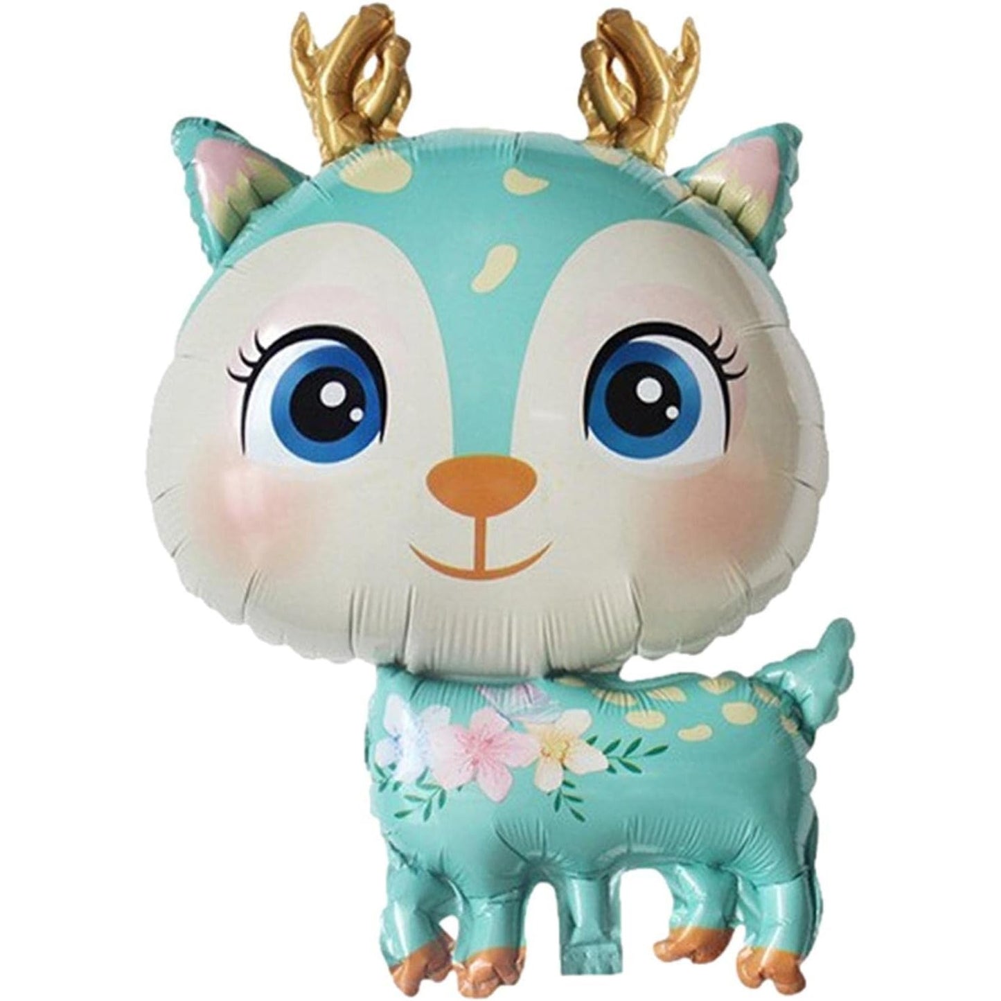 Balon din Folie Metalizata, ANGELBEAR, Mini Figurine, Model Cerb, Tematica Aniversare, 49x74.5 cm, Ambalaj Individual, Pai Inclus, Umflare cu Aer sau Heliu, Albastru