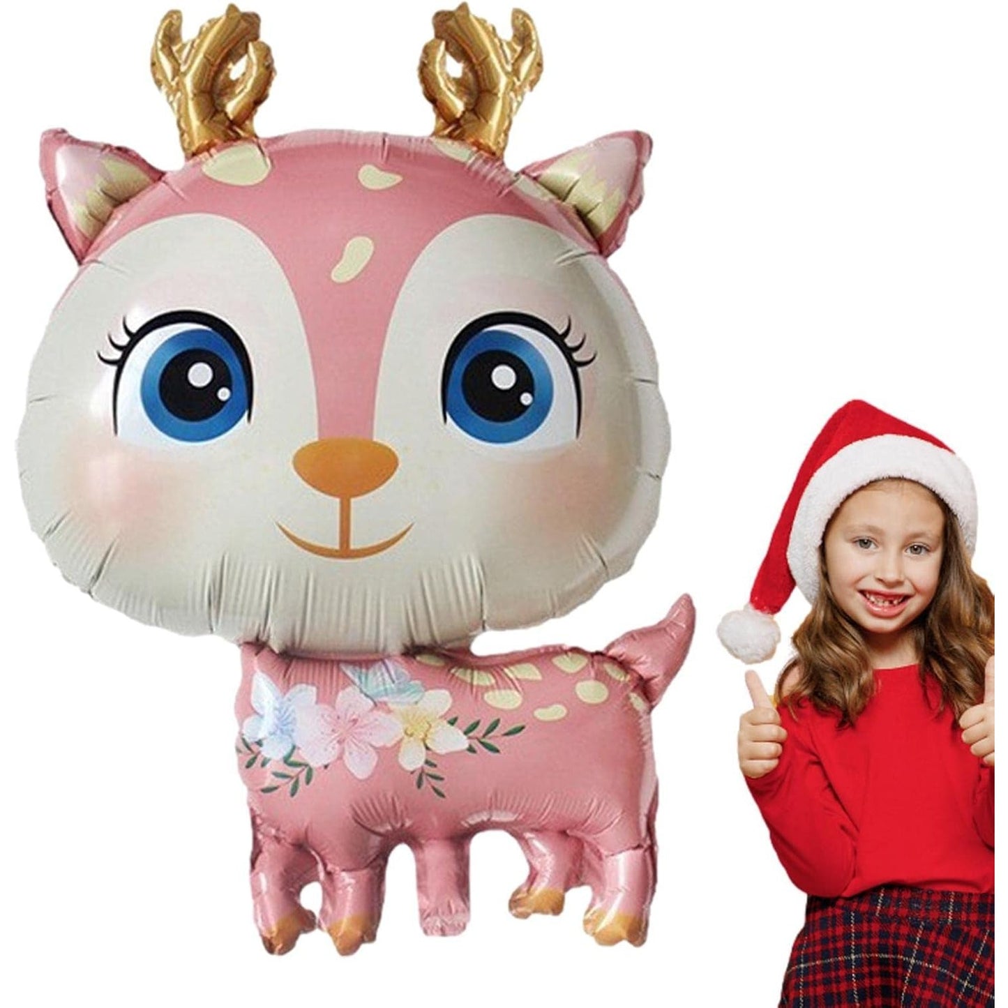 Balon din Folie Metalizata, ANGELBEAR, Mini Figurine, Model Cerb, Tematica Aniversare, 49x74.5 cm, Ambalaj Individual, Pai Inclus, Umflare cu Aer sau Heliu, Roz