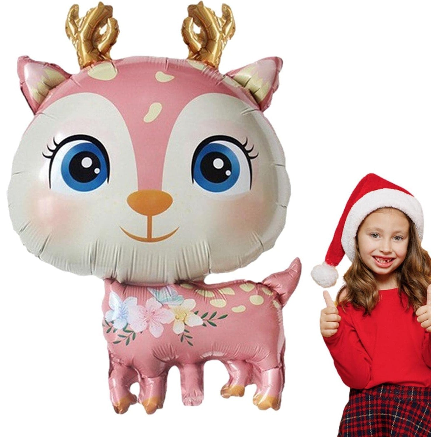 Balon din Folie Metalizata, ANGELBEAR, Mini Figurine, Model Cerb, Tematica Aniversare, 49x74.5 cm, Ambalaj Individual, Pai Inclus, Umflare cu Aer sau Heliu, Roz