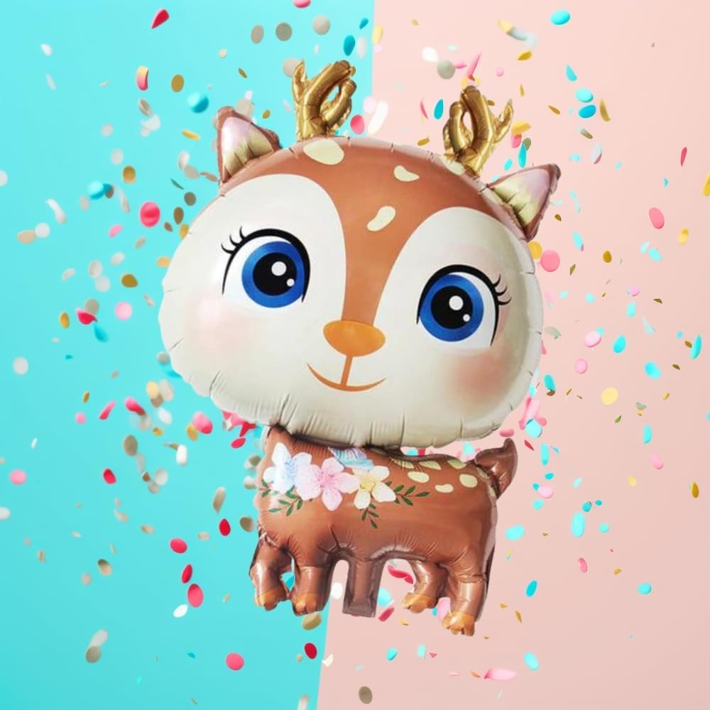 Balon din Folie Metalizata, ANGELBEAR, Mini Figurine, Model Cerb, Tematica Aniversare, 49x74.5 cm, Ambalaj Individual, Pai Inclus, Umflare cu Aer sau Heliu, Maro