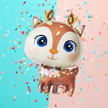Balon din Folie Metalizata, ANGELBEAR, Mini Figurine, Model Cerb, Tematica Aniversare, 49x74.5 cm, Ambalaj Individual, Pai Inclus, Umflare cu Aer sau Heliu, Maro
