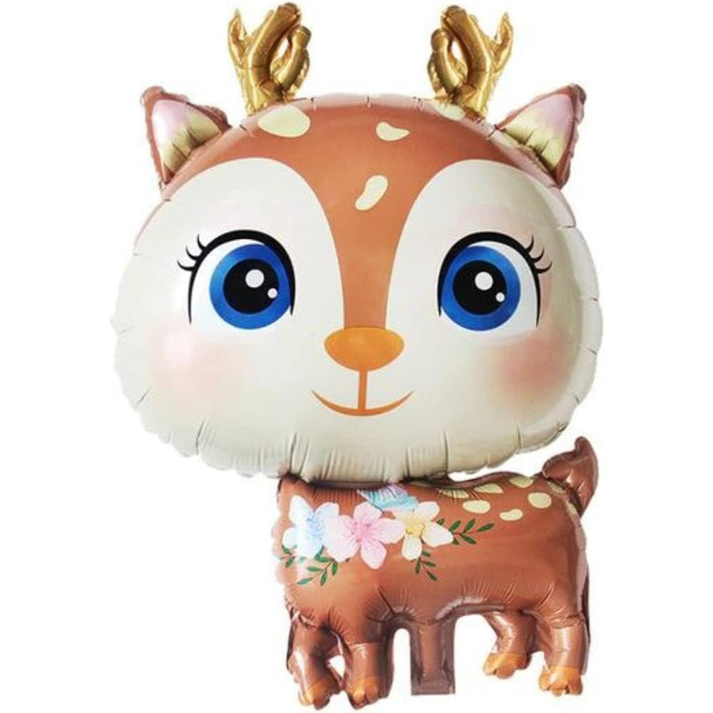 Balon din Folie Metalizata, ANGELBEAR, Mini Figurine, Model Cerb, Tematica Aniversare, 49x74.5 cm, Ambalaj Individual, Pai Inclus, Umflare cu Aer sau Heliu, Maro