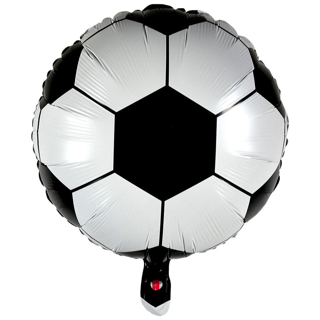 Balon din Folie Metalizata, ANGELBEAR, Mini Figurine, Model Minge de Fotbal, Tematica Aniversare, 30x24 cm, Ambalaj Individual, Pai Inclus, Umflare cu Aer sau Heliu, Alb-Negru
