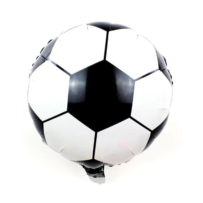 Balon din Folie Metalizata, ANGELBEAR, Mini Figurine, Model Minge de Fotbal, Tematica Aniversare, 30x24 cm, Ambalaj Individual, Pai Inclus, Umflare cu Aer sau Heliu, Alb-Negru