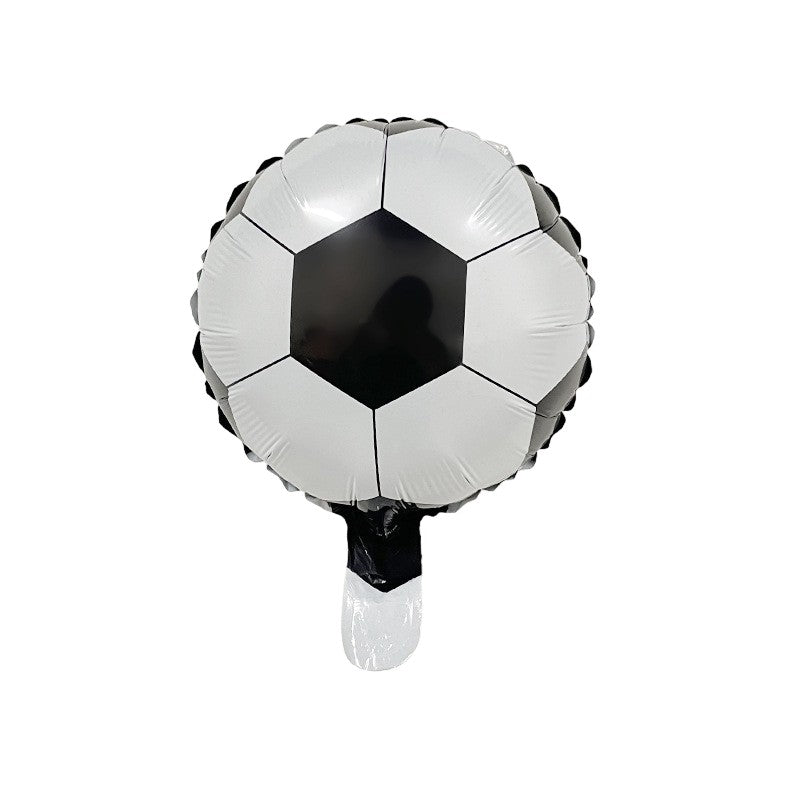 Balon din Folie Metalizata, ANGELBEAR, Mini Figurine, Model Minge de Fotbal, Tematica Aniversare, 30x24 cm, Ambalaj Individual, Pai Inclus, Umflare cu Aer sau Heliu, Alb-Negru