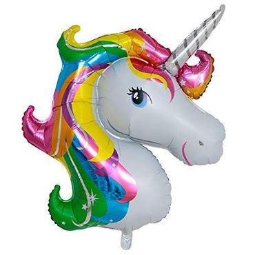 Balon din Folie Metalizata, ANGELBEAR, Mini Figurine, Model Unicorn, Tematica Aniversare, 108x88 cm, Ambalaj Individual, Pai Inclus, Umflare cu Aer sau Heliu, Multicolor
