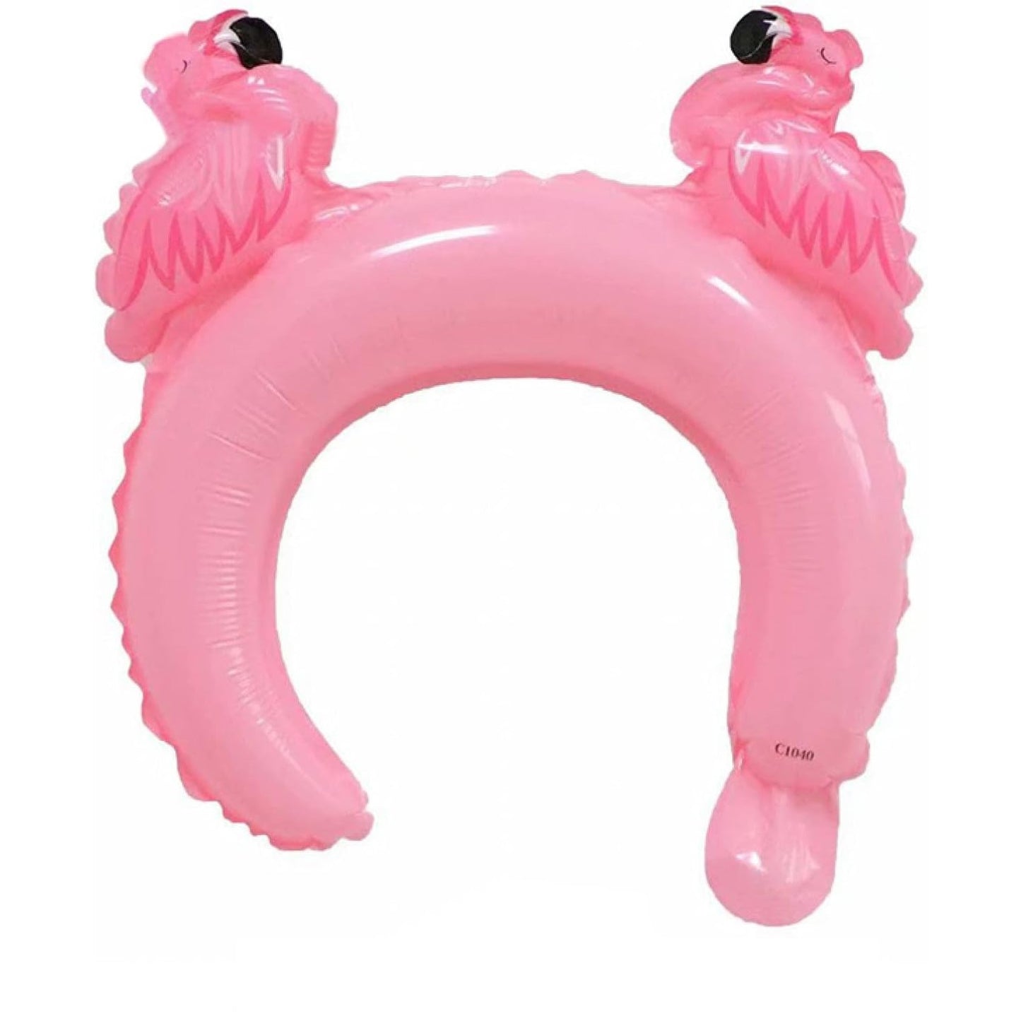 Balon din Folie Metalizata, ANGELBEAR, Tip Coronita cu Urechi, Model Flamingo, Ambalaj Individual, Pai Inclus, Umflare cu Aer sau Heliu, 28 x 27 cm, Roz
